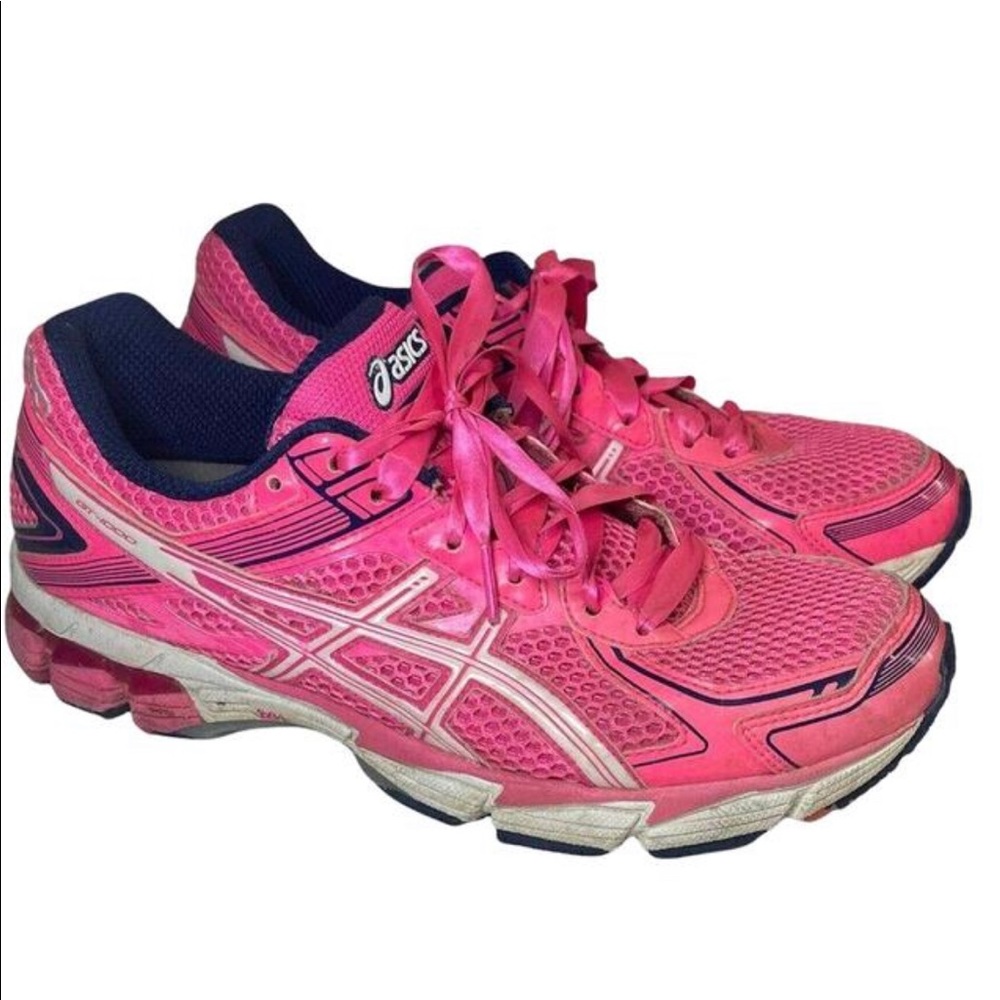 Authentic Women’s ASICS Pink GT-1000 Ribbon laces Breast Cancer Sneakers.